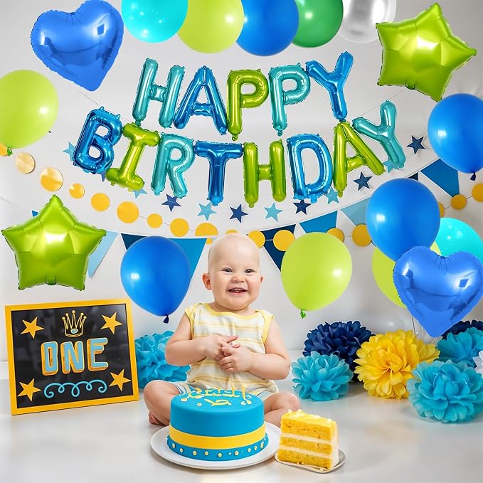 Blue Green Birthday Decorations - Image 7
