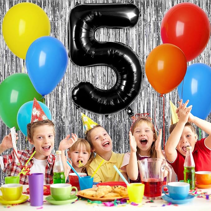 Black Number 5 Balloons 40 Inch Large Foil Balloons, Giant Number Balloon - Image 5