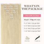GOO GOO Clip in Hair Extensions Real Human Hair, Remy Human Hair Extensions Clip ins for Women, Natural Human Hair, 22inch 110g 7Pcs, 60A Platinum Blonde