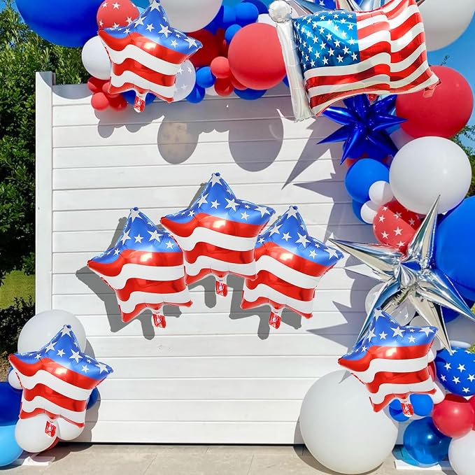 7 Pcs 4th of July Balloons American Flag Star Balloons Red White and Blue Foil - Image 4
