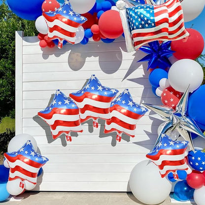 7 Pcs 4th of July Balloons American Flag Star Balloons Red White and Blue Foil - Image 4
