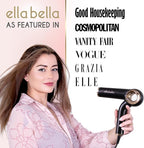 ELLA BELLA® Professional Ionic Hair Dryer (Foldable) • Negative Ion Blow Dryer • Perfect for Travel • Intelligent Heat Control & Rapid Drying Speeds • Lightweight Design • Low Noise Technology