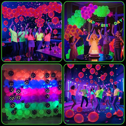 100 Pcs UV Neon Red Balloons 12 inch Neon Party Supplies, Glow in the Dark - Image 5