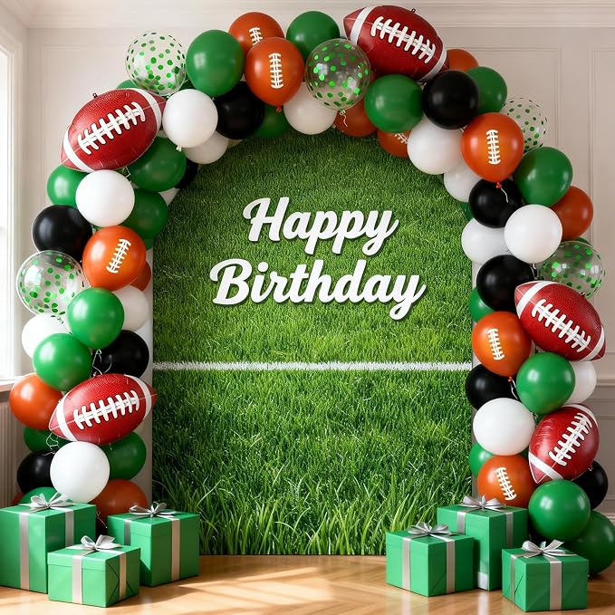 Football Balloons, 12 Inch Dark Green Black White Football Printed Balloons - Image 4
