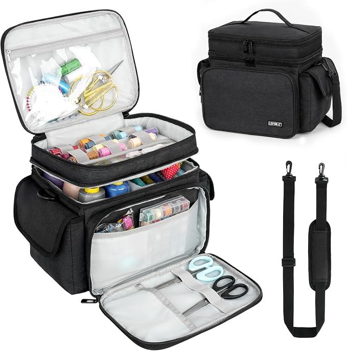 LEFOR·Z Small Sewing Supplies Organizer Bag, Sewing Box | Double-Layer Sewing by LEFOR%C2%B7Z