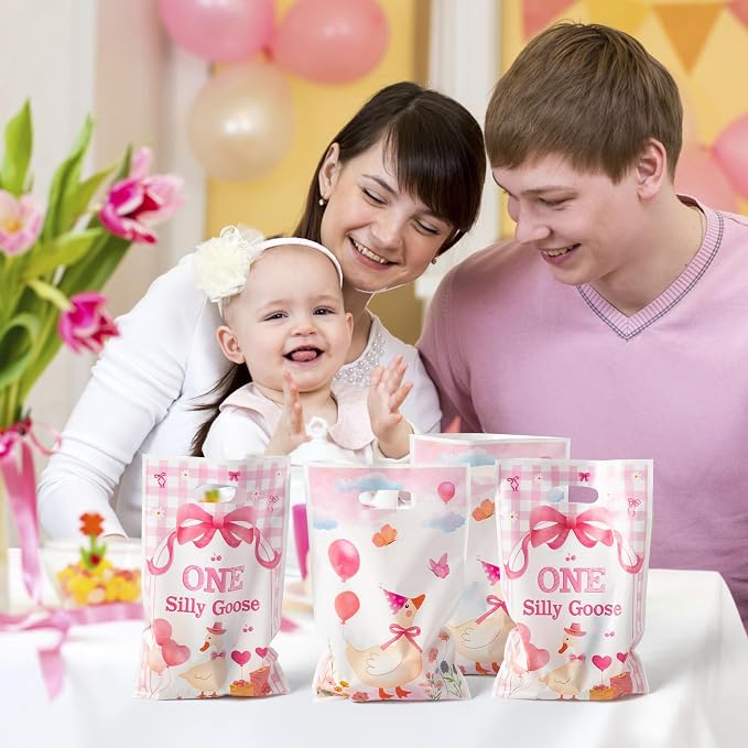 ANGOLIO One Silly Goose Party Favor Bags, Flowers Balloon Themed Party - Image 6