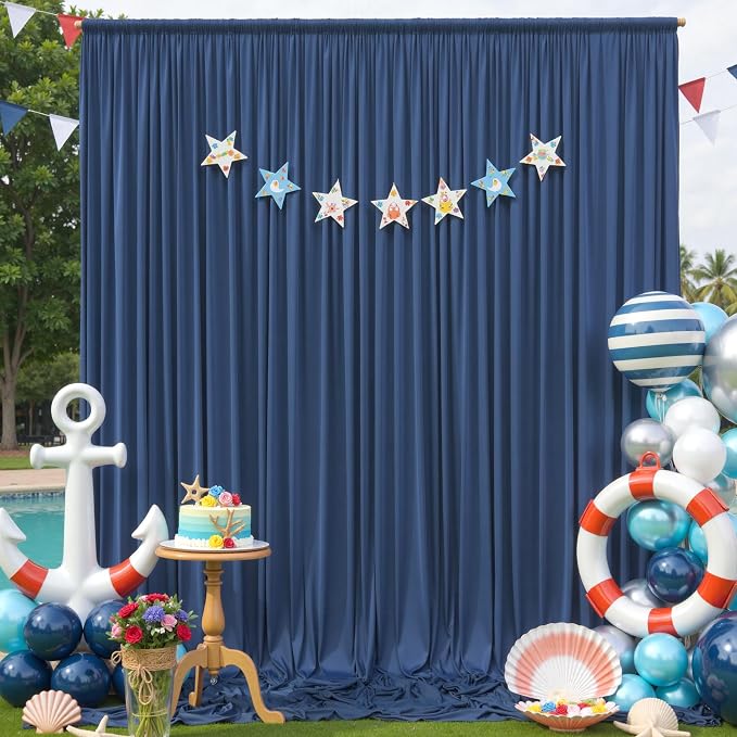 20ft×12ft Wrinkle Free Navy Blue Backdrop Curtain - Image 6