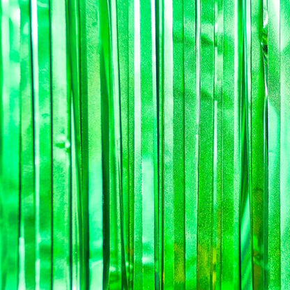 PartyWoo Green Tinsel Foil Fringe 8.2FT 3pcs Backdrop Streamer | Green Tinsel - Image 2
