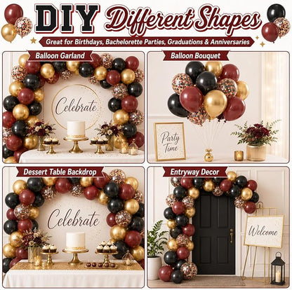 Burgundy Gold Balloons, Metallic Gold, Bachelorette Anniversary Bridal Shower - Image 6