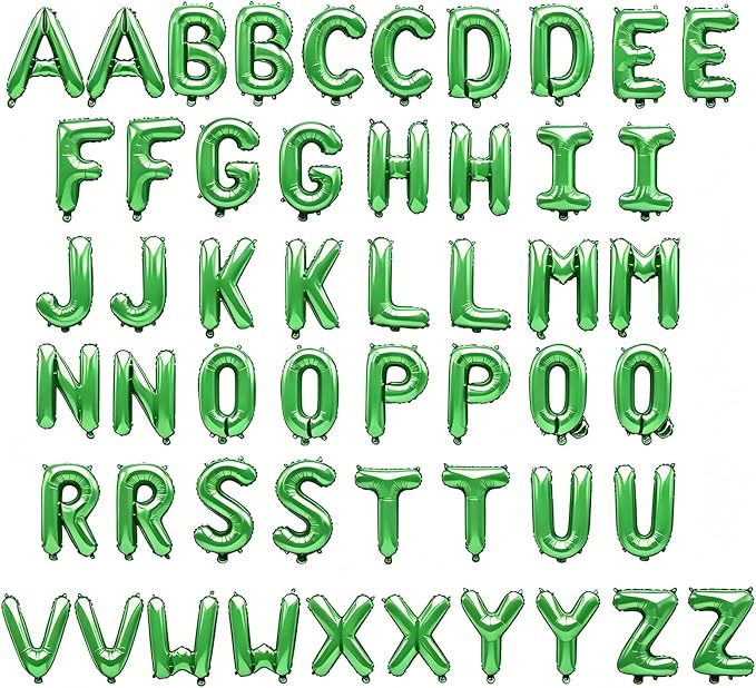 52 Pcs Green Letter Balloons, Custom 2 Set A-Z Set - Image 2