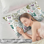 Satin Pillowcase 1 Pack-Leaves Herbs and Wildflowers Silky Pillow Cover for Hair and Skin,King Size 20x36 Inch Soft Cooling Printed Pillow Cases with Hidden Zipper,Gifts for Women Men