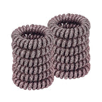 Spiral Glitter Rose Gold Plastic Hair Ties (12 Pcs) - Coil Ponytail Holders for Thick Hair, No Crease Phone Cord Hair Ties for All Types