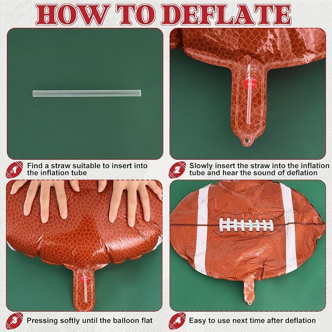 24 Pcs Football Balloons, 18 Inch Football Party Foil Balloons, Sports Mylar - Image 7