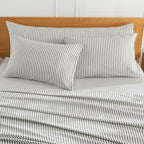 JELLYMONI 100% Natural Cotton Striped Body Pillowcase, 1 Pack White and Grey Vertical Stripes Pattern Printed Pillow Covers with Envelope Closure(Pillows are not Included)