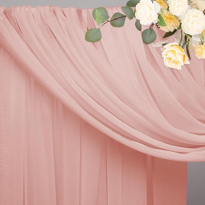 Blush Wedding Arch Draping Fabric Backdrop Drapes Sheer 4 Panels | 28.7"x20FT - Image 4