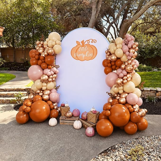 Fall Balloon Arch Kit for Little Pumpkin Baby Shower Decorations | Pink Burnt - Image 6
