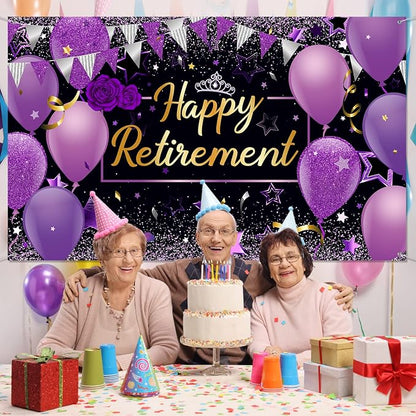 Blulu Retirement Party Decorations, Extra Large Fabric Retire Sign Banner Photo - Image 5