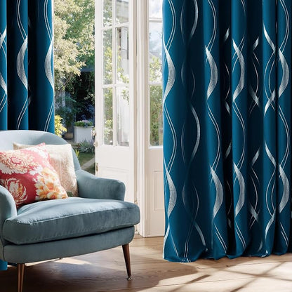 NICETOWN Moroccan Blue Blackout Curtains 84 inch Long - Image 3