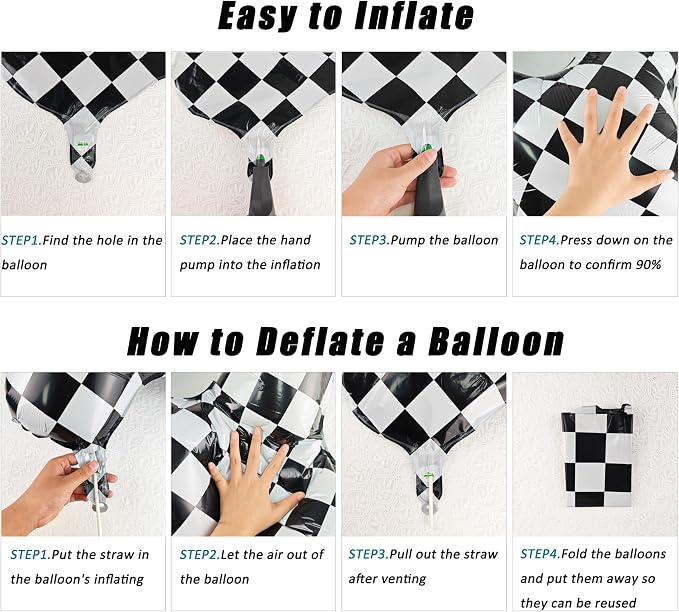 40In Black White Checkered Number 2 Balloon Race Car Digital Foil 2 Balloon | - Image 3