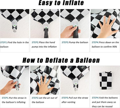 40In Black White Checkered Number 6 Balloon Race Car Digital Foil 6 Balloon | - Image 3