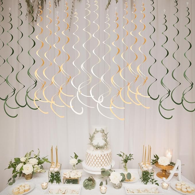 36Pcs Sage Green Hanging Swirl Decoration Olive Green Tan Brown Cream Neutral - Image 5