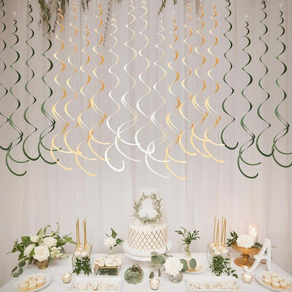 36Pcs Sage Green Hanging Swirl Decoration Olive Green Tan Brown Cream Neutral - Image 5