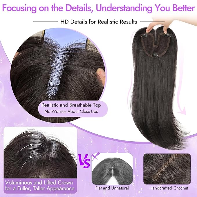 Brown to Blonde Synthetic Hair Toppers for Women with Thinning 3D 360° Cover Clip in Wispy Bangs Upgraded Adjustable Bandage 24 Inch Long Layered