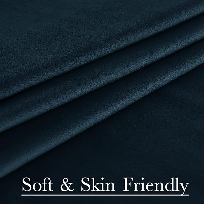 Navy Blue Velvet Curtains 84 inches Long Extra Wide Soft Room Darkening Noise - Image 7