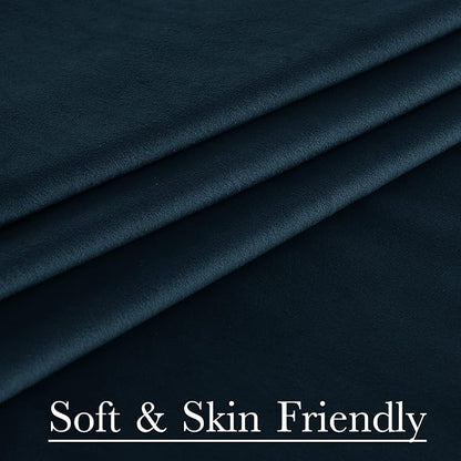 Navy Blue Velvet Curtains 84 inches Long Extra Wide Soft Room Darkening Noise - Image 7