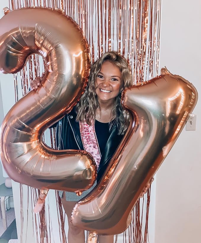 Rose Gold Number 21 Balloon 40 Inch - Image 3