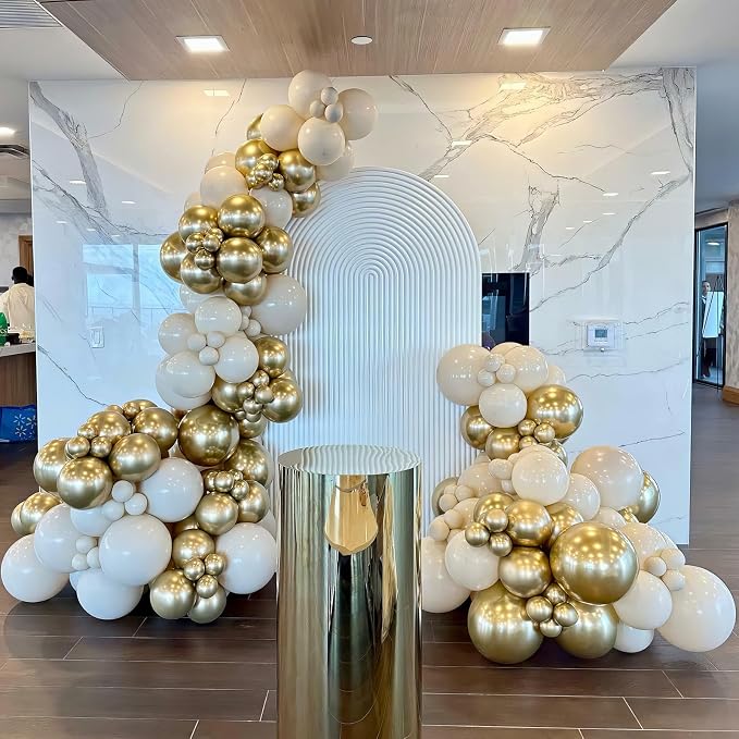 HILAVO White and Gold Balloon Arch Kit Nude White Beige Balloon Garland - Image 6