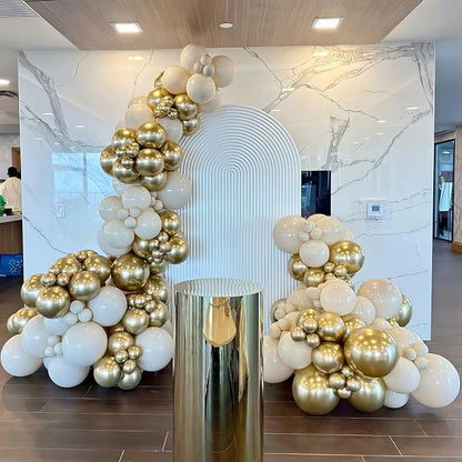 HILAVO White and Gold Balloon Arch Kit Nude White Beige Balloon Garland - Image 6