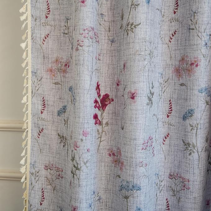 ENJOYBRIDAL Floral Curtains 63 Inch Long Semi Sheer Cute Drapes Light Filtering - Image 6