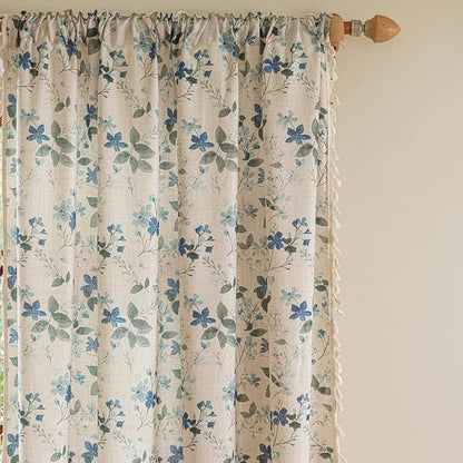ENJOYBRIDAL Floral Curtains 96 Inches Long Farmhouse Semi Sheer Drapes - Image 2