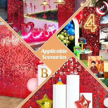 4x6 FT Red Shimmer Wall Backdrop, Glitter Bling Photo Backdrop - Image 4