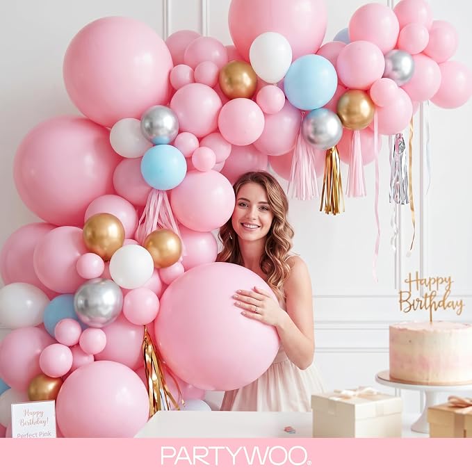 PartyWoo Baby Pink Balloons 127pcs Pastel Pale Light Pink Color | 36 18 12 10 5 - Image 9