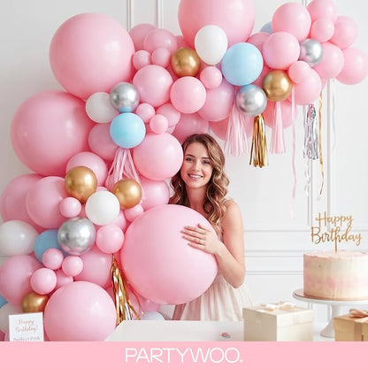 PartyWoo Baby Pink Balloons 127pcs Pastel Pale Light Pink Color | 36 18 12 10 5 - Image 9