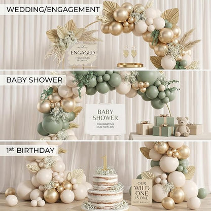 122Pcs Sage Green Cream Gold Balloon Arch Kit, 18 12 10 5 Inch Balloons | Olive - Image 7