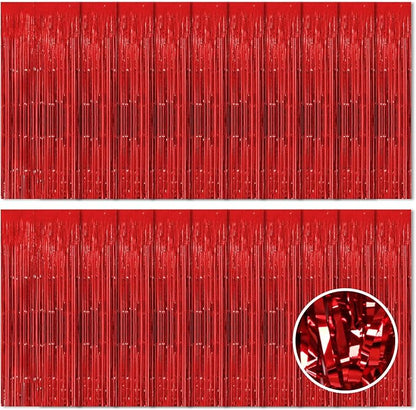 20 Pack Red Foil Fringe Curtains by Ohiyoo