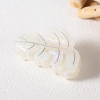 White Leaf Hair Claw Clip 3.5 Inch Strong Hold Hair Grip Clip French Design Women Girls Hair Accessories for Thick Thin Hair