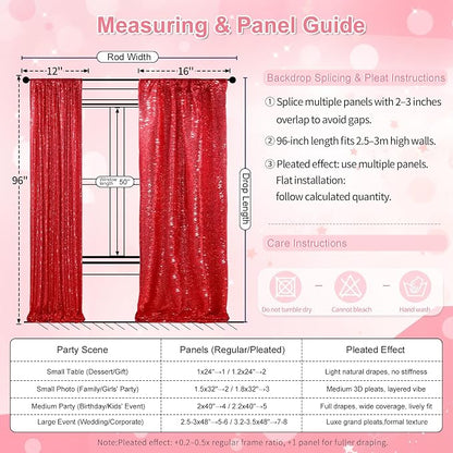Red Sequin Backdrop 4 Panels 2FTx8FT Christmas Party Backdrop Curtains | Photo - Image 5