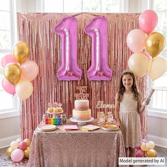 Pink Number 11 Balloon 40 Inch, Shiny Twin Digit Foil Decoration | Stunning - Image 2