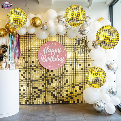 6pcs 22 Inch Gold Disco Ball Balloons, 4d Large Foil Aluminum Balloon - Image 5