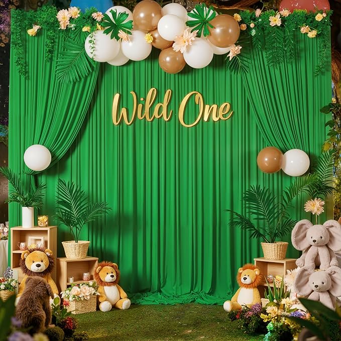 20 ft x 10 ft Wrinkle Free Green Backdrop Curtain - Image 7