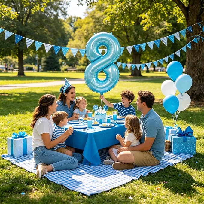 40 Inch Light Blue Number 8 Balloon | 8 Birthday Balloon - Image 6