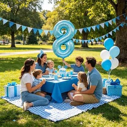 40 Inch Light Blue Number 8 Balloon | 8 Birthday Balloon - Image 6