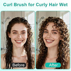 2-Pack Curly Hair Brush, Curl Defining Brush with Soft Boar Bristles Detangling Tangled Glides,Wide-Teeth Design Effortlessly Shaping & Defining Curls,Curling Definer for Wet & Dry Hair (Green Purple)