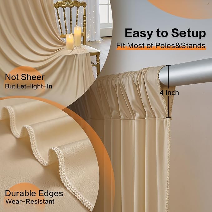 40ft×14ft Long Champagne Backdrop Curtain - Image 4
