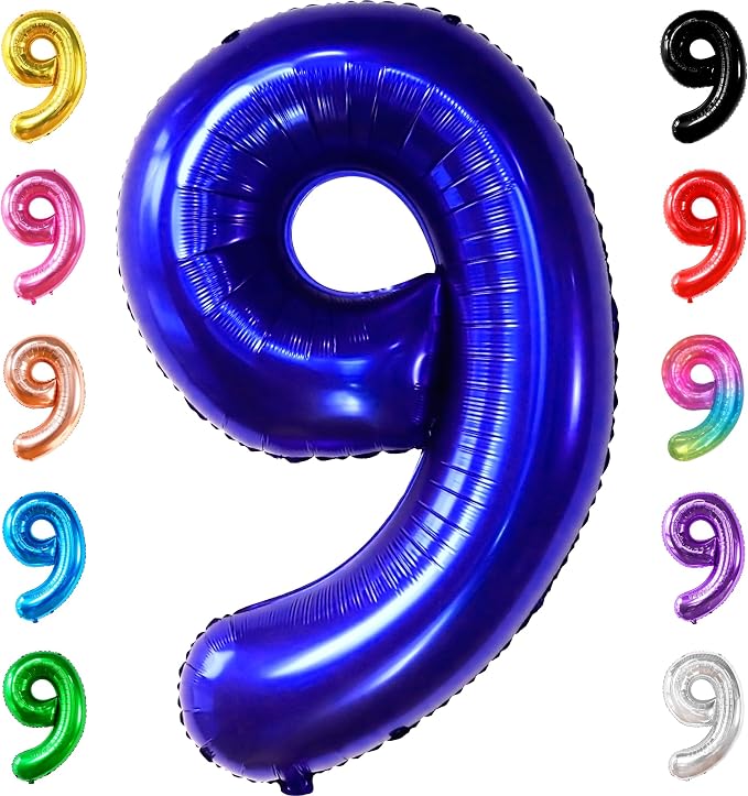 KatchOn Royal Blue Number 9 Balloon 40 Inch, Foil 9 Birthday Balloon | 9th by KatchOn