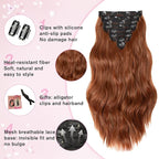Clip in Hair Extensions for Women, 20 Inch Wavy Copper Hair Extensions Clip Ins, 8PCS Synthetic Soft Lace Weft Hairpieces for Women